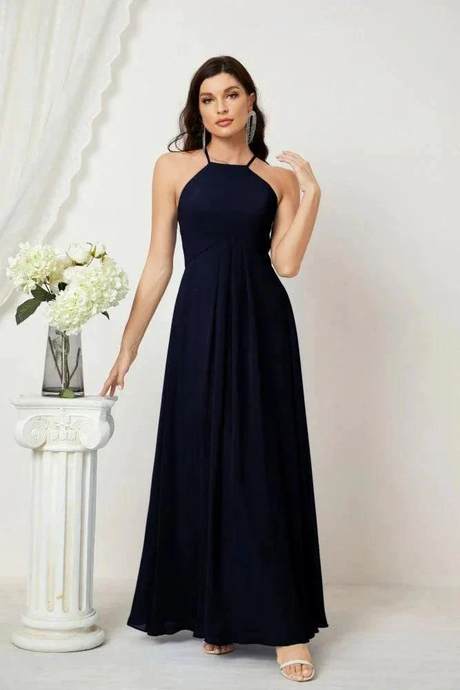 Numbersea Chiffon Halter Bridesmaid Dresses Long A-Line Formal Evening Dress 2805 - Image 72