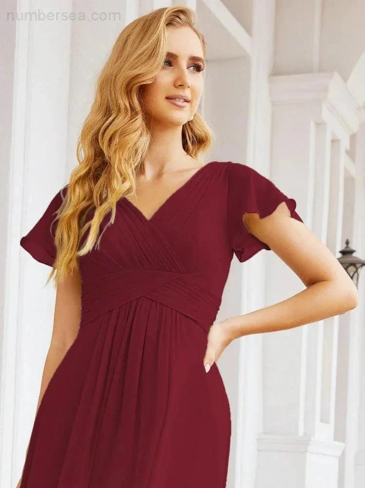 Numbersea Formal Prom Gowns for Mother of The Bride Cap Sleeves Bridesmaid Dress 28047 - Image 36